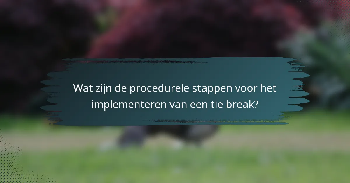 Wat zijn de procedurele stappen voor het implementeren van een tie break?