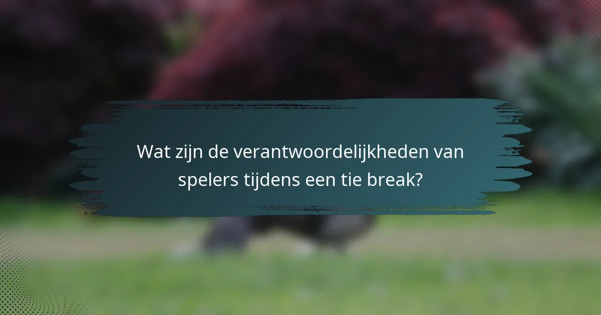 Wat zijn de verantwoordelijkheden van spelers tijdens een tie break?